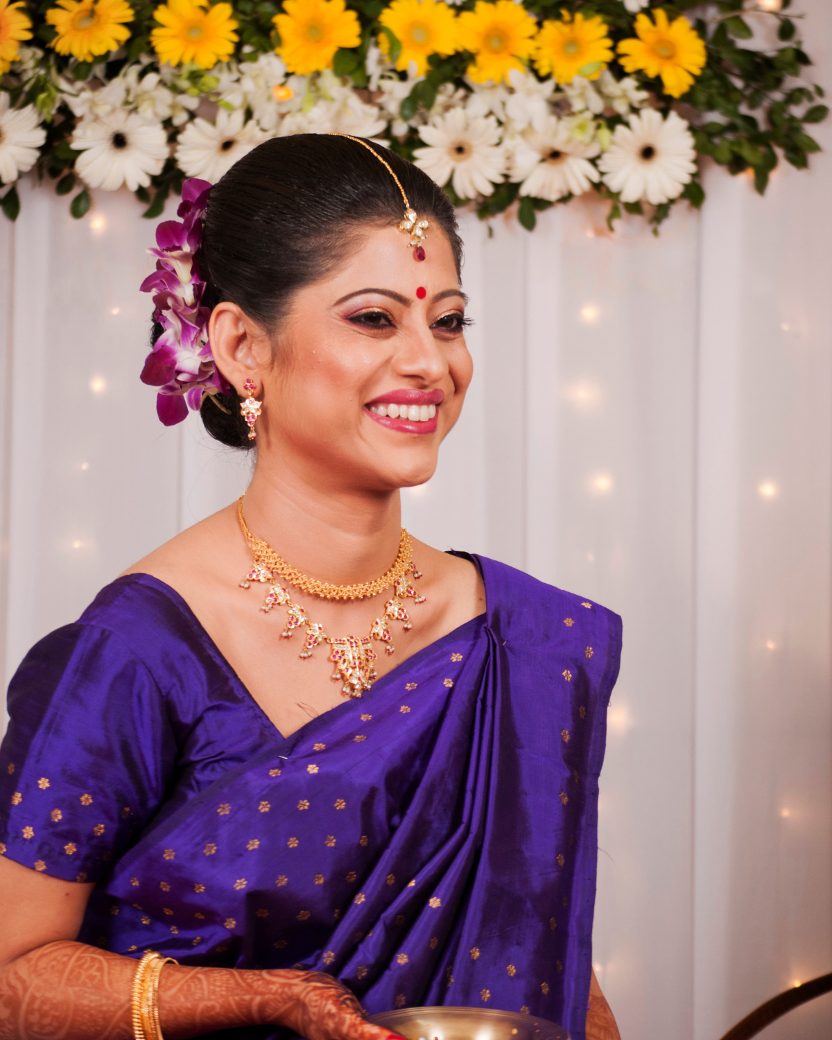 Pallavi Reception Blue-Purple Paat Silk Mekhela Sador