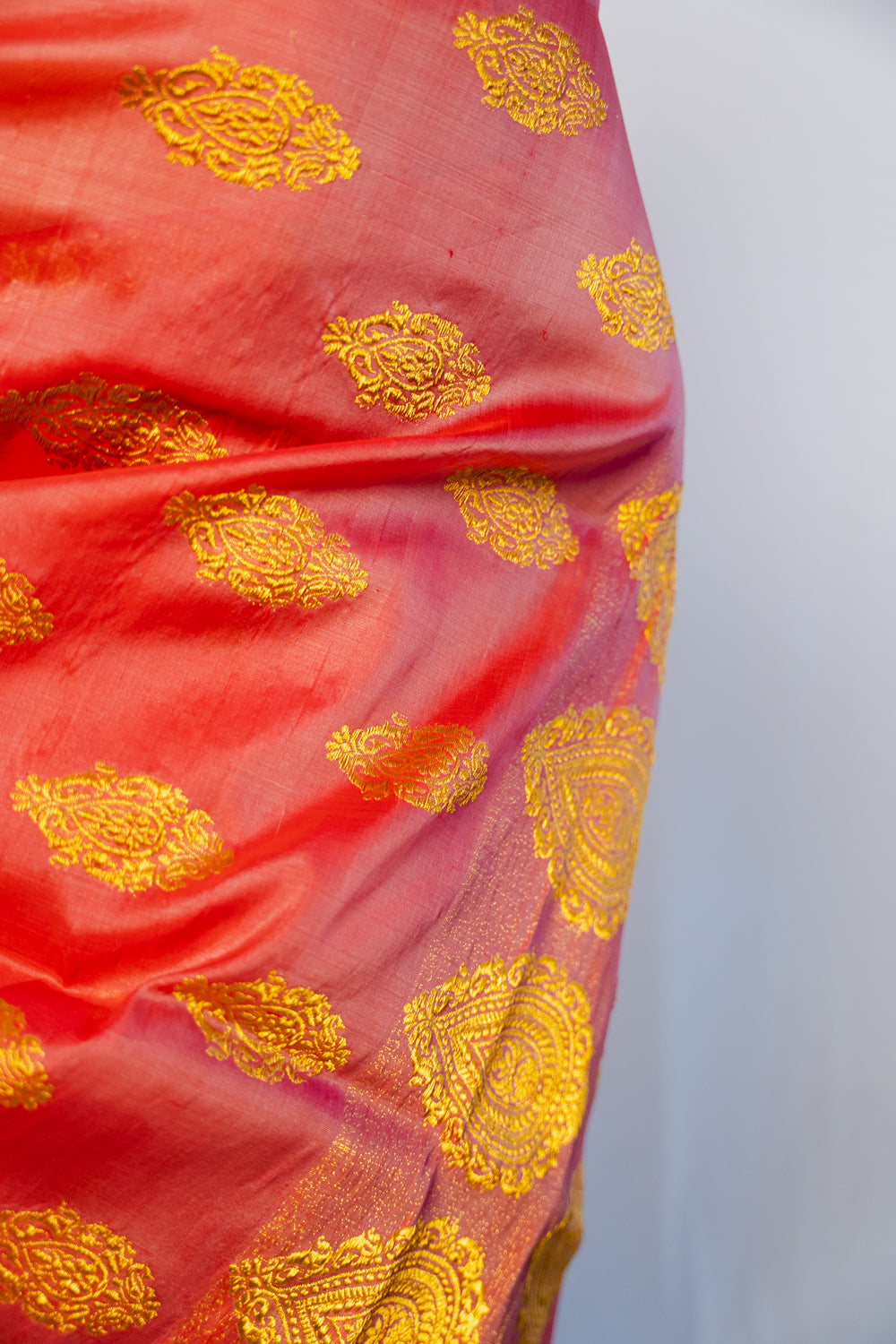 Ziva Red-Gold Kesa Paat Silk Mekhela Sador