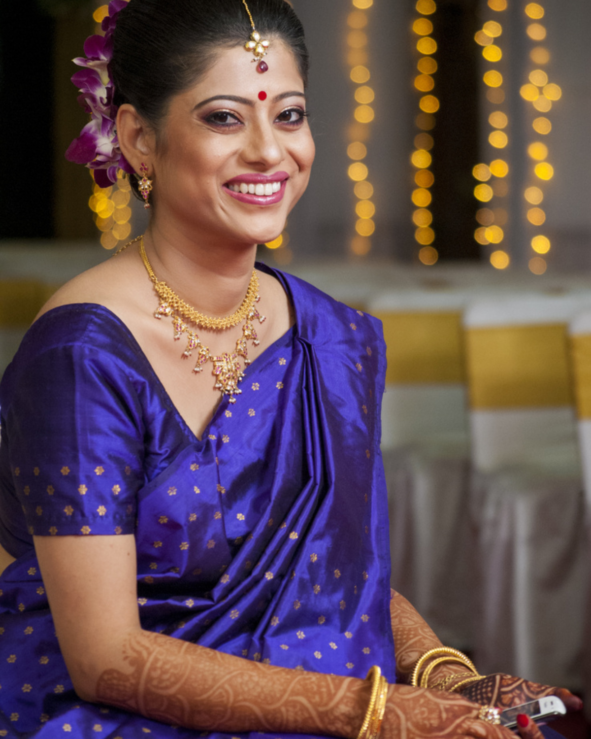 Pallavi Reception Blue-Purple Paat Silk Mekhela Sador