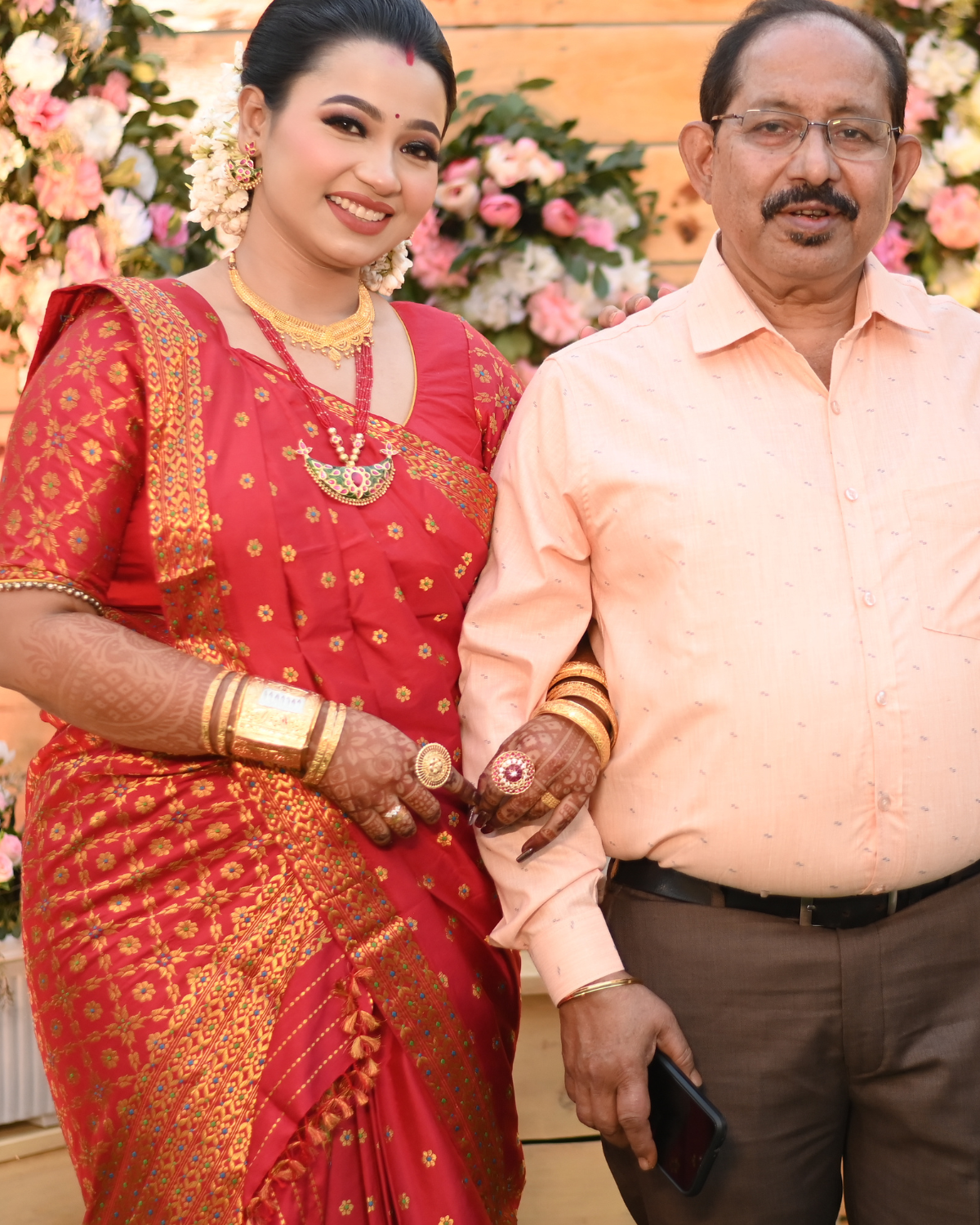 Tanushree Reception Luxury Red-Gold Paat Silk Mekhela Sador