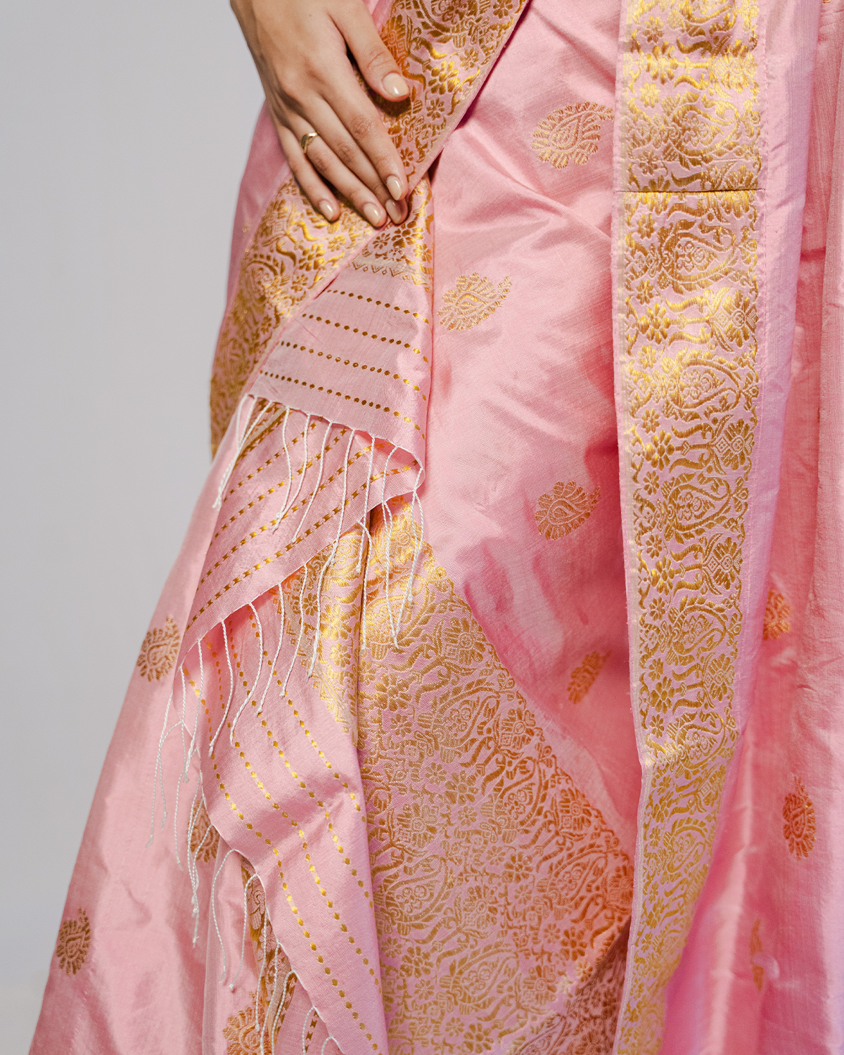 Harini Pink-Gold Paat Silk Mekhela Sador