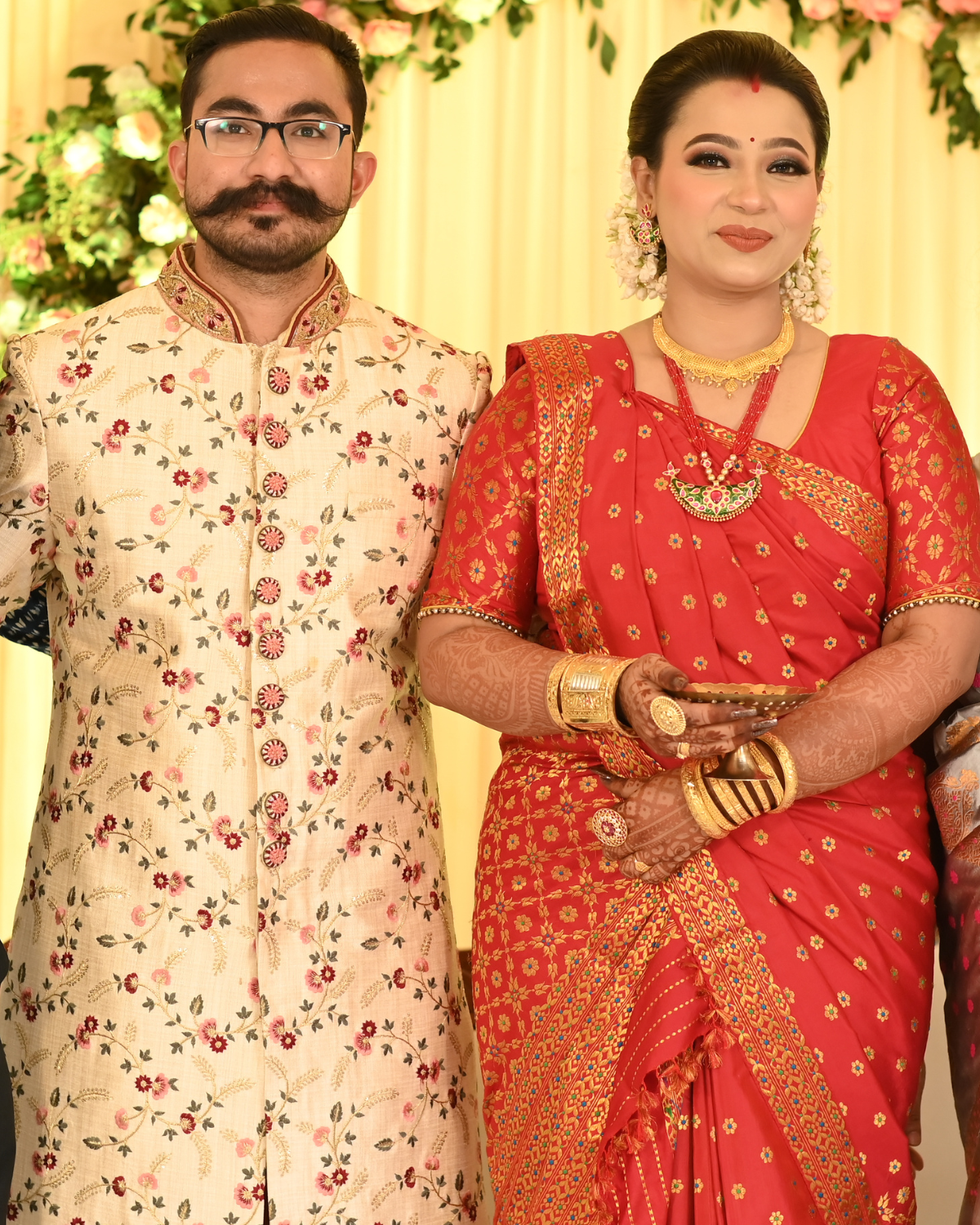 Tanushree Reception Luxury Red-Gold Paat Silk Mekhela Sador