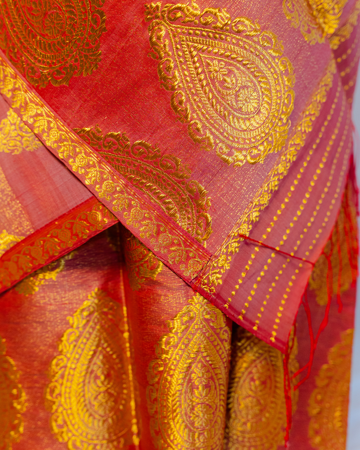 Ziva Red-Gold Kesa Paat Silk Mekhela Sador