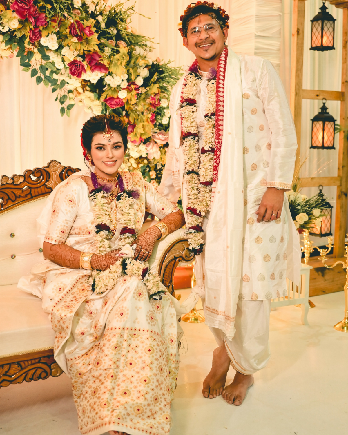 Lisa Biya Rich White-Gold Paat Silk Mekhela Sador