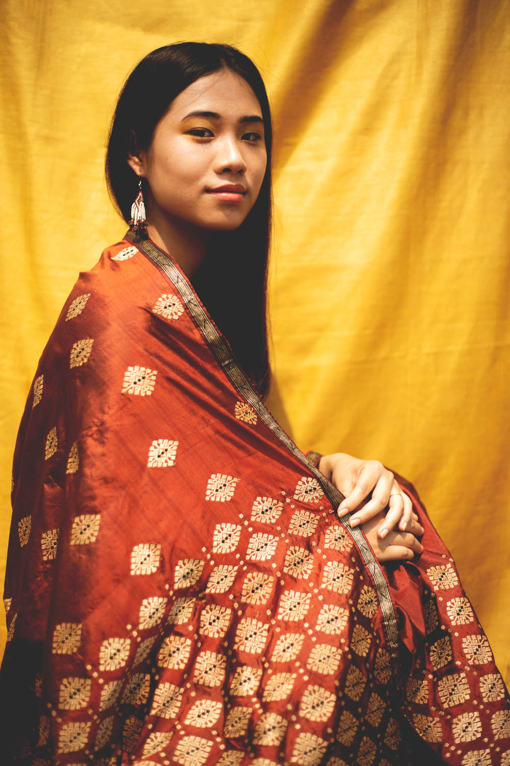 Bhoomija Earthy Red Paat Silk Mekhela Sador With Muga Motifs