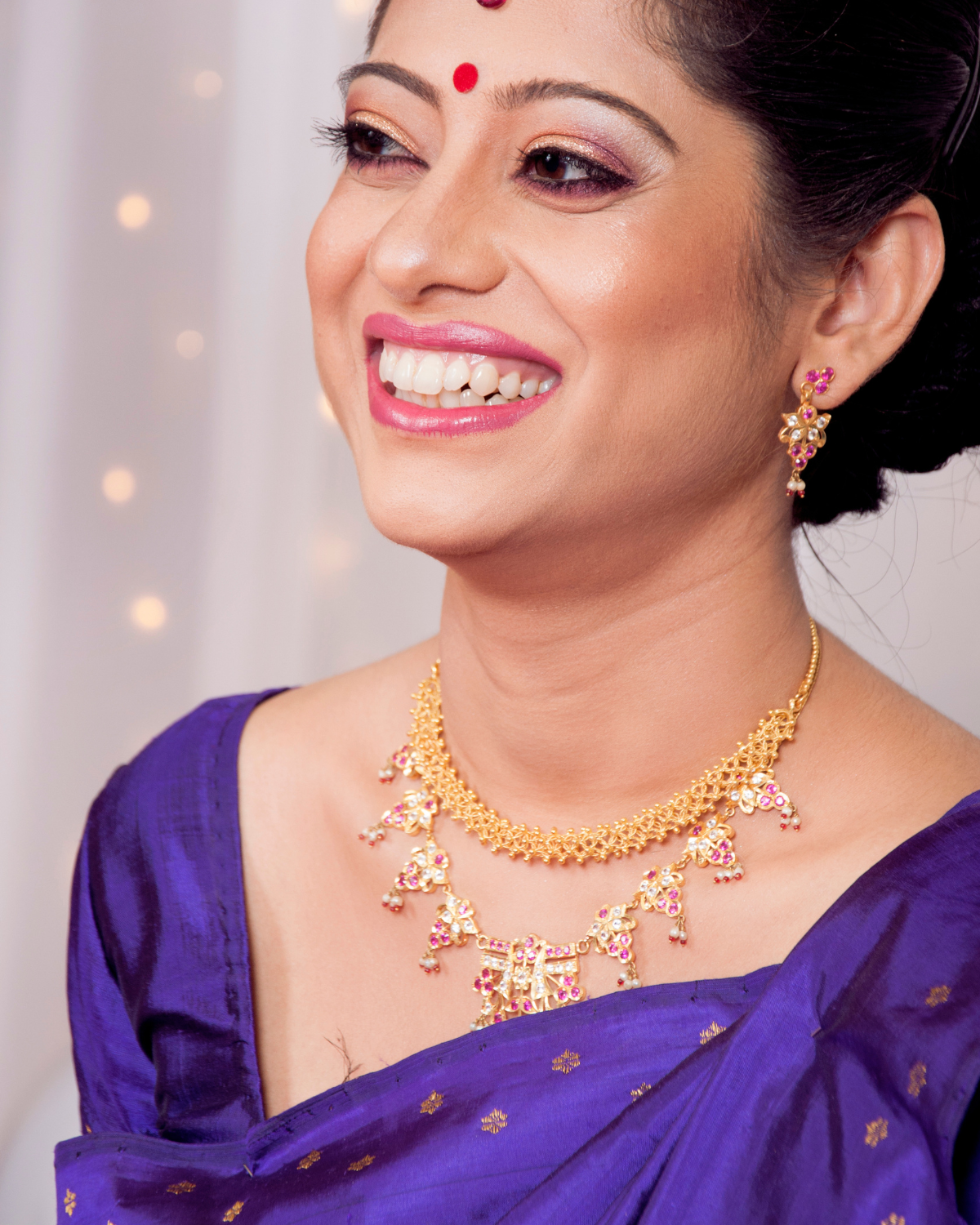 Pallavi Reception Blue-Purple Paat Silk Mekhela Sador