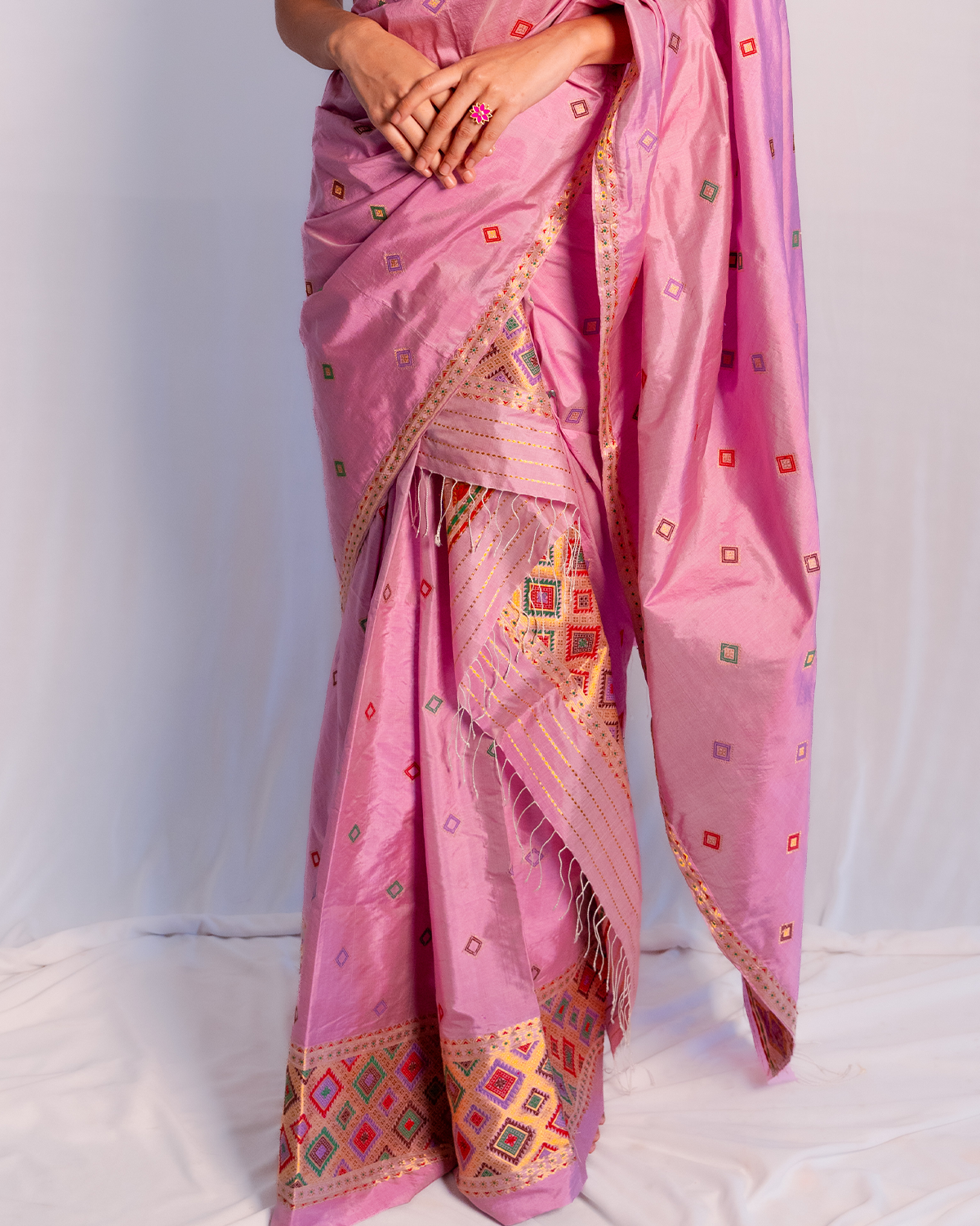 Kimaya Pink-Purple Paat Silk Mekhela Sador