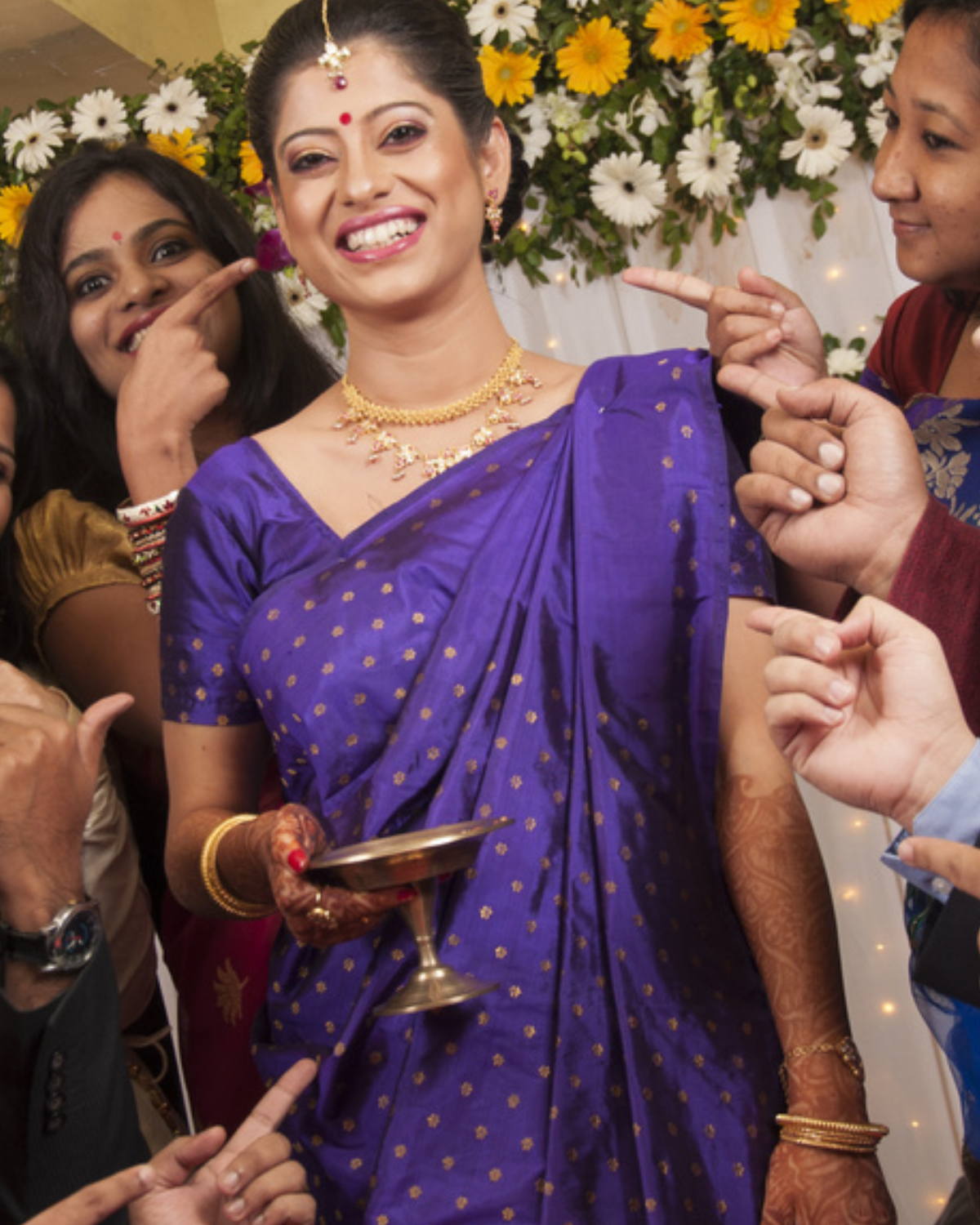 Pallavi Reception Blue-Purple Paat Silk Mekhela Sador
