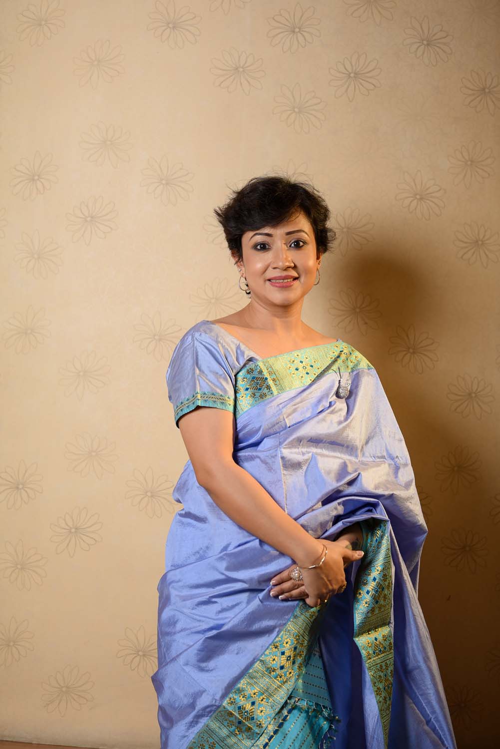 Sheetal Feroza Blue Paat Silk Mekhela Sador