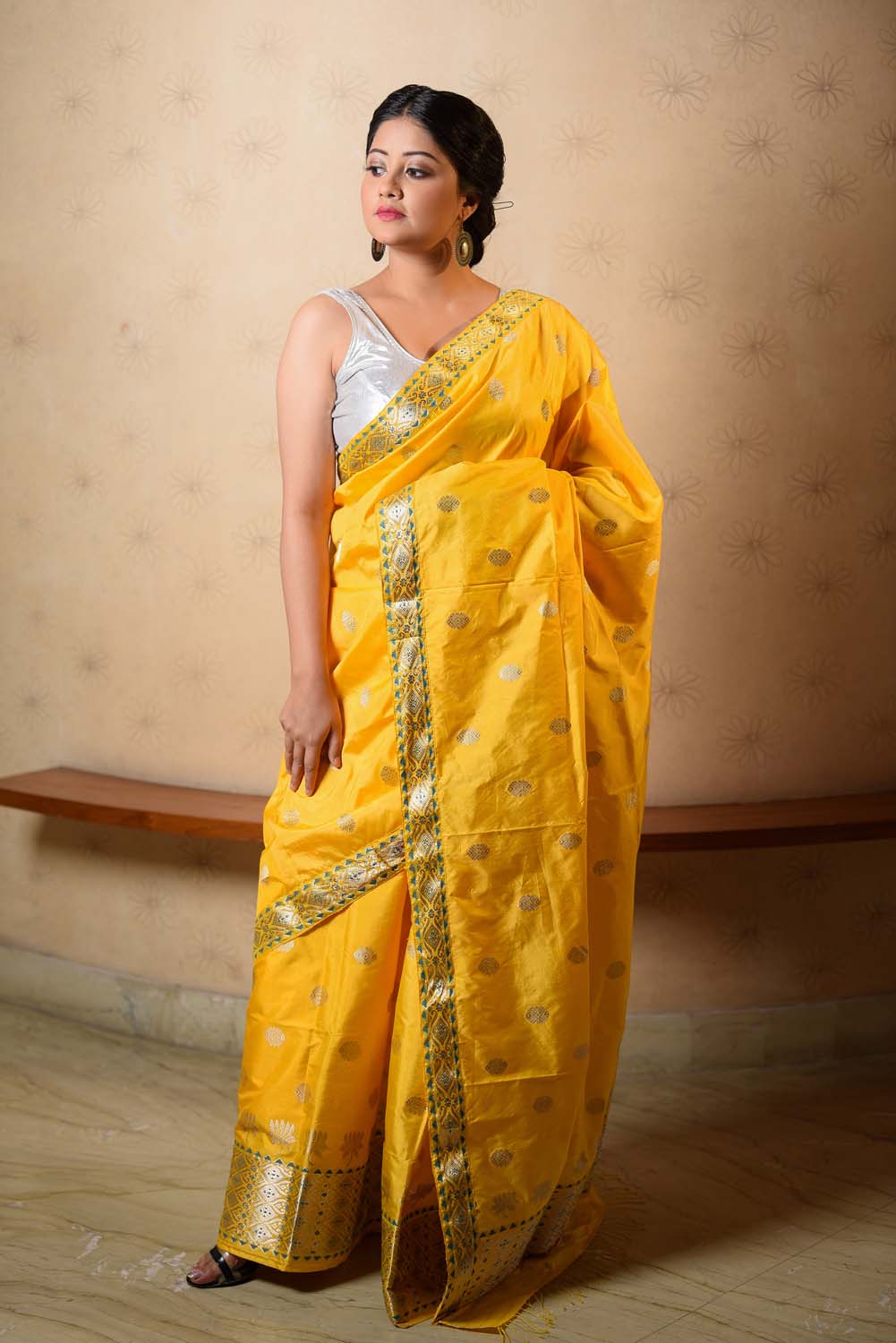 Palash Yellow Paat Silk Mekhela Sador