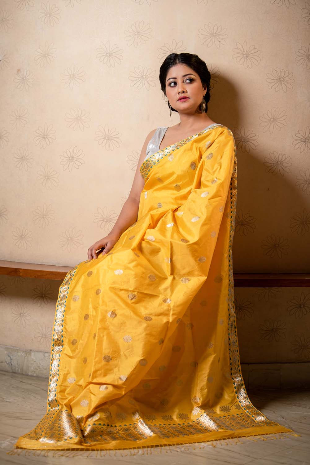Palash Yellow Paat Silk Mekhela Sador