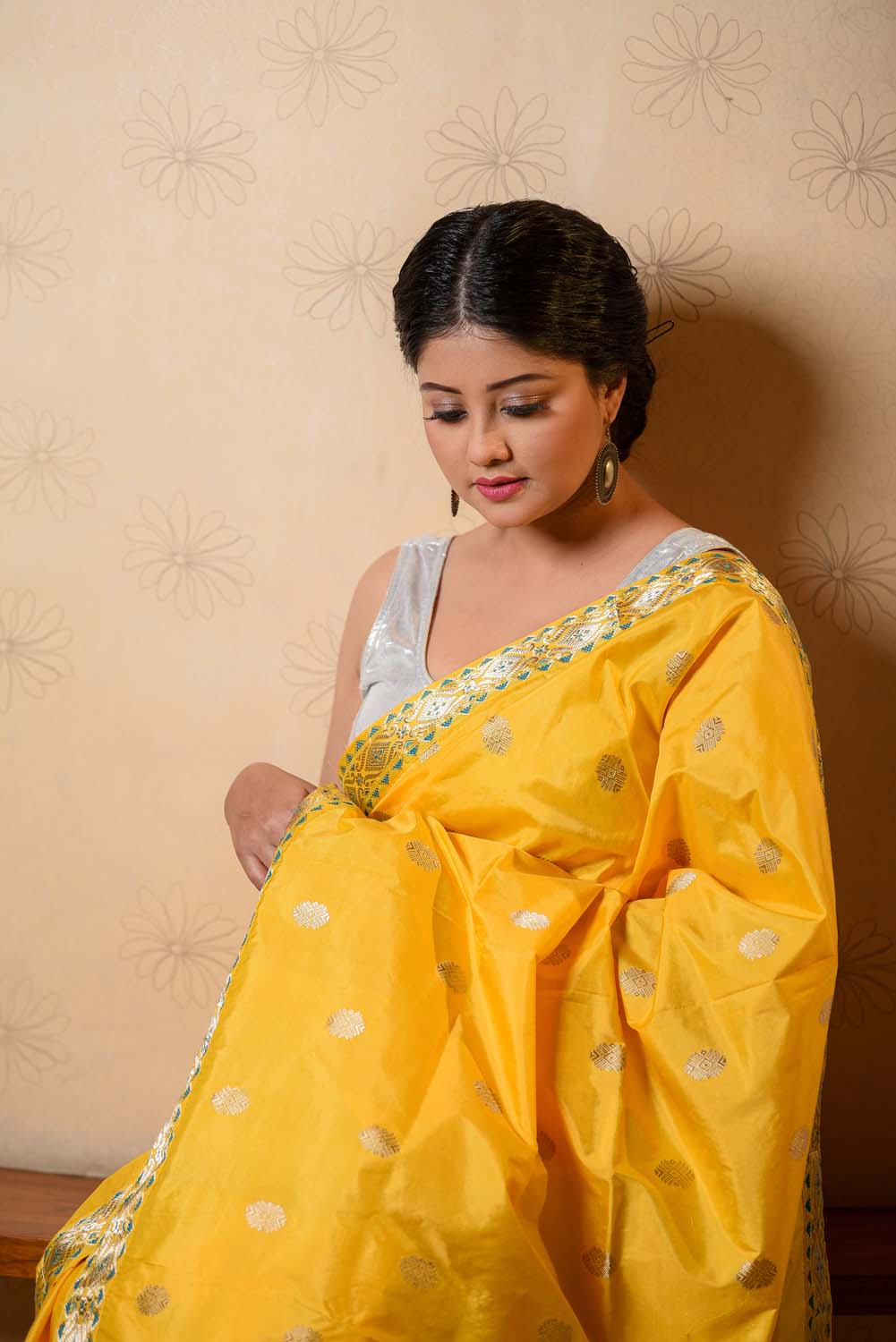 Palash Yellow Paat Silk Mekhela Sador