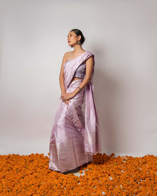 Sakura Lavender Blush Paat Silk Mekhela Sador