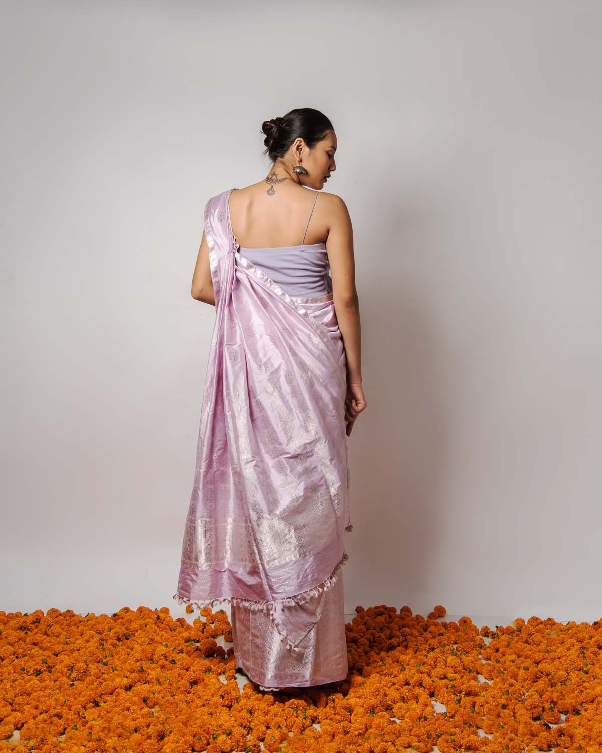 Sakura Lavender Blush Paat Silk Mekhela Sador