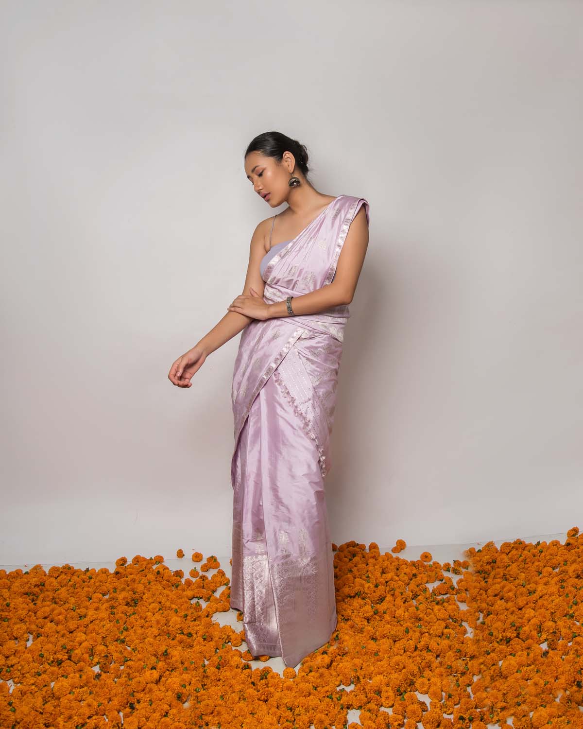 Sakura Lavender Blush Paat Silk Mekhela Sador