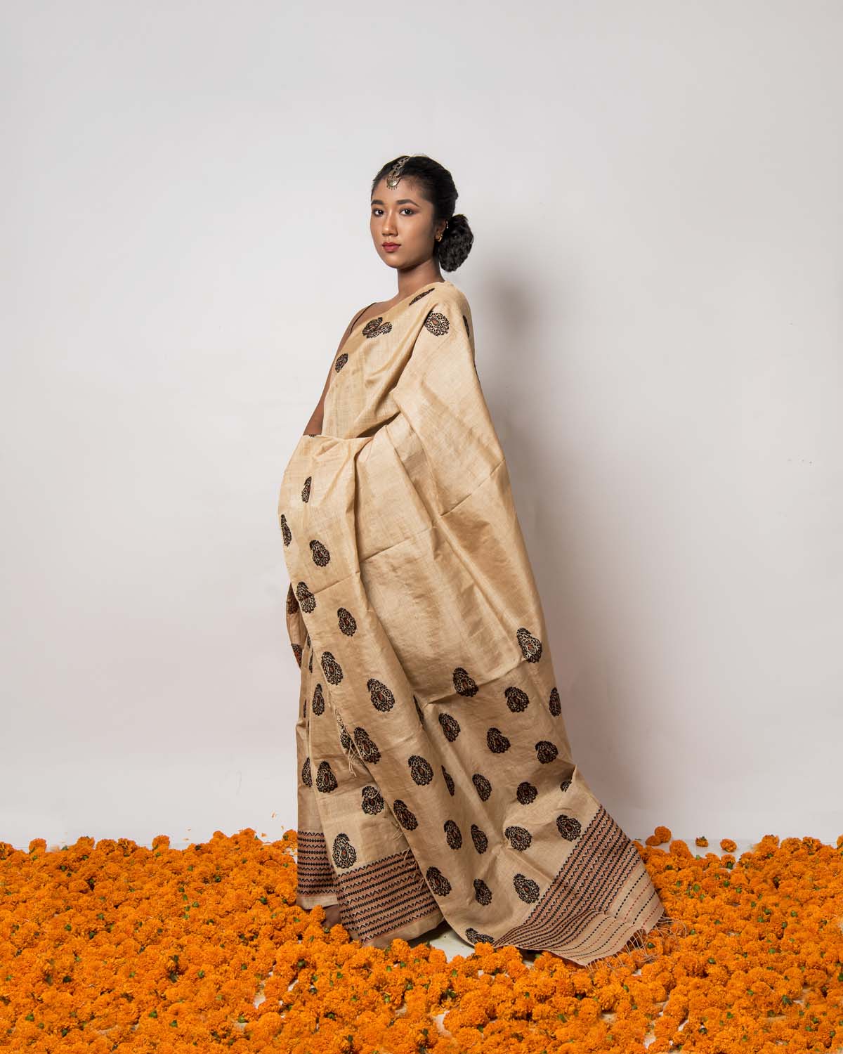 Maya Tan Brown Muga Silk Mekhela Sador