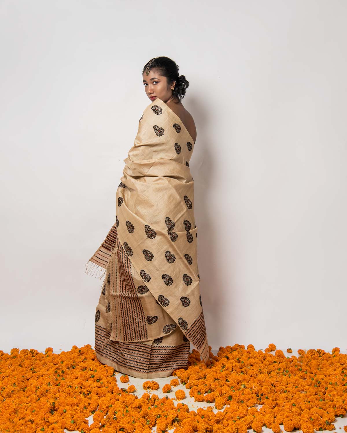 Maya Tan Brown Muga Silk Mekhela Sador