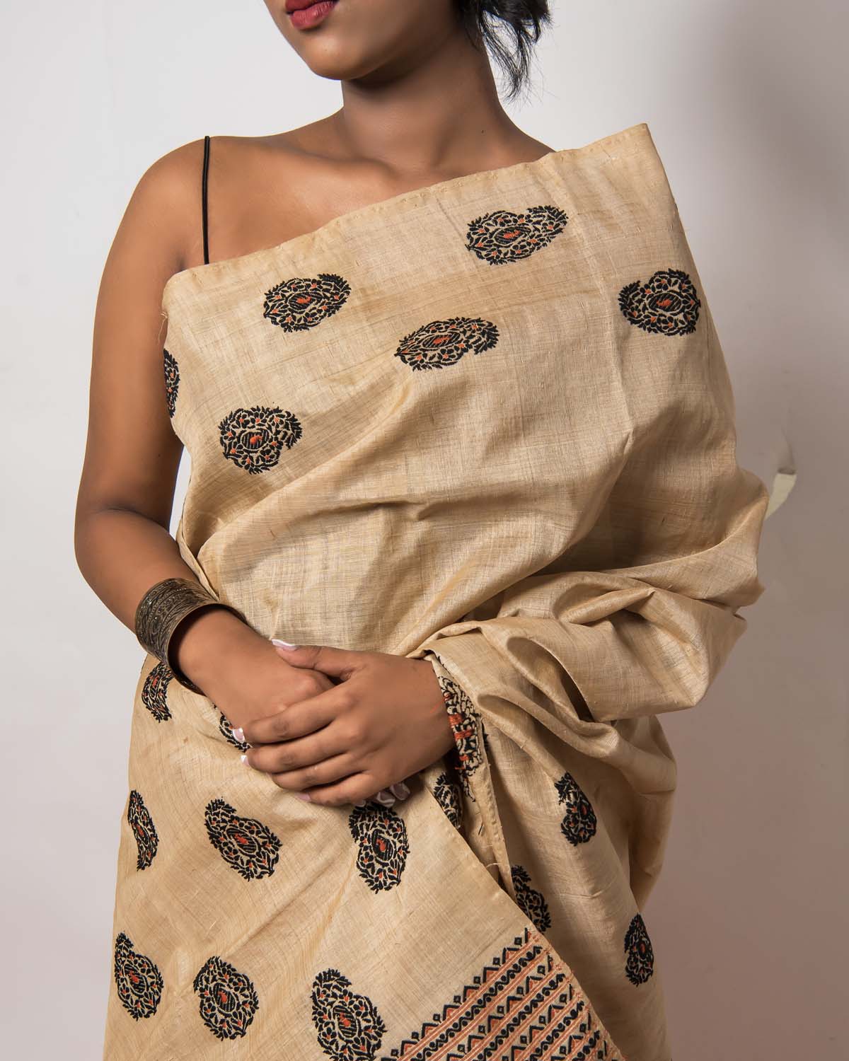 Maya Tan Brown Muga Silk Mekhela Sador