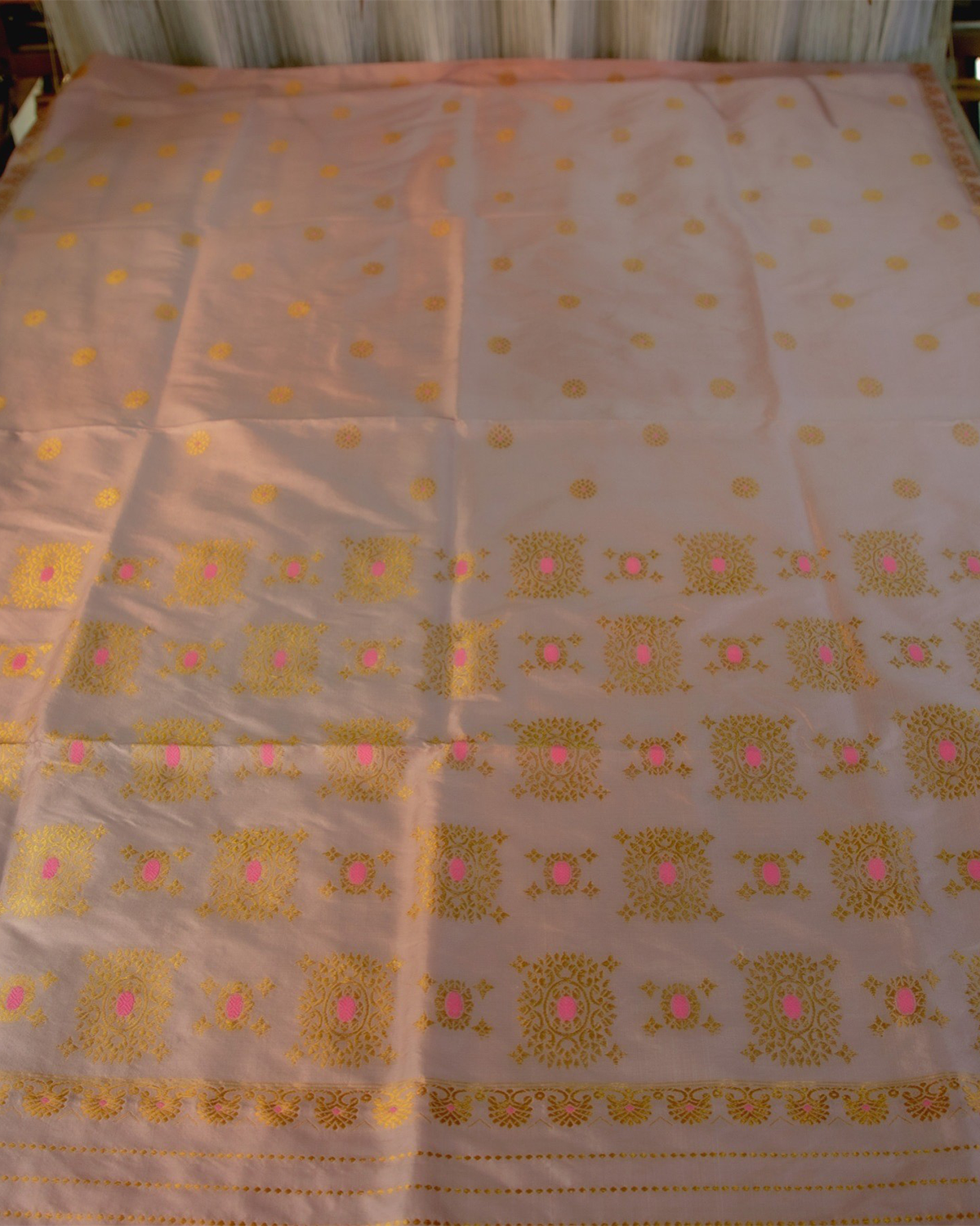 Joyantee Peech-Gold Paat Silk Mekhela Sador