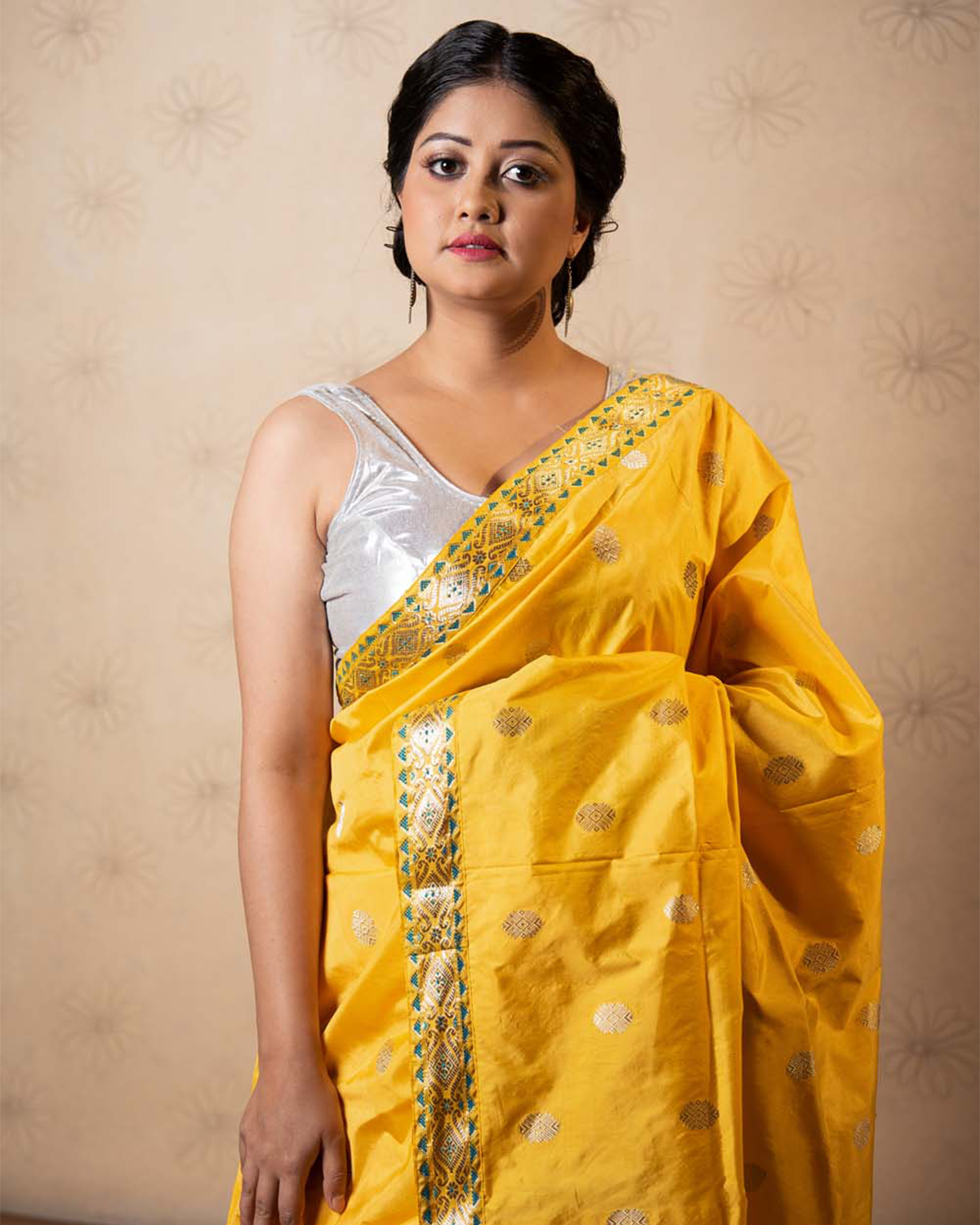 Palash Yellow Paat Silk Mekhela Sador –