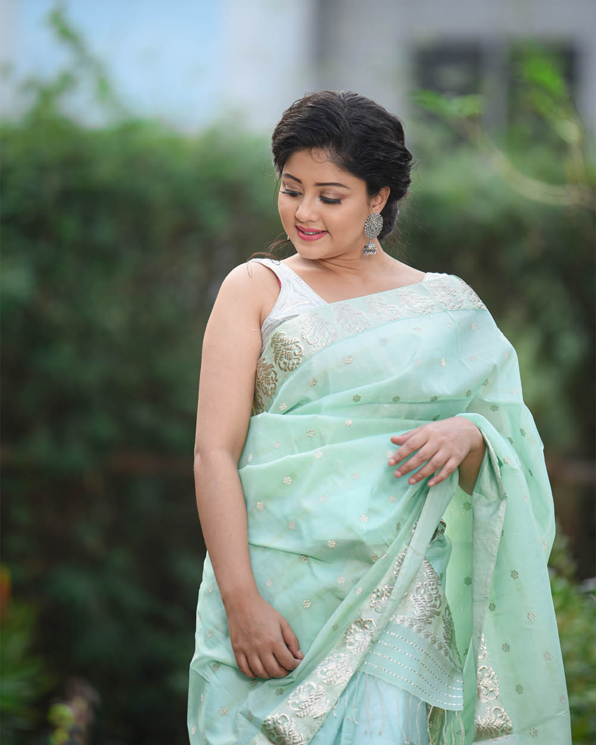 Kashish Aqua Kesa Paat Silk Mekhela Sador