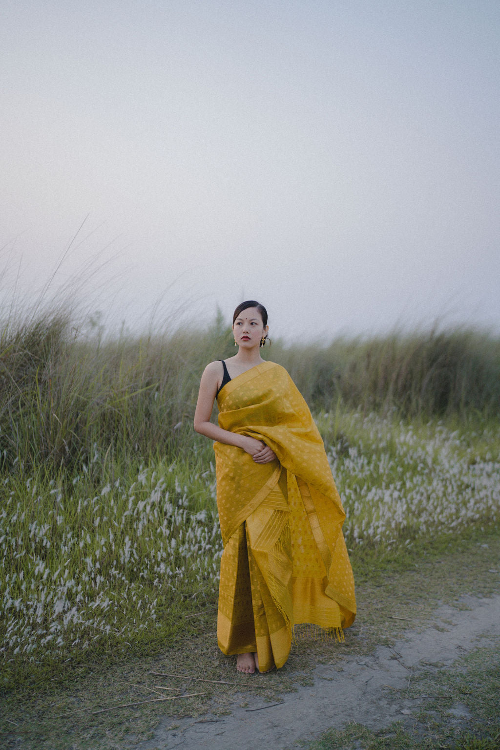 A handwoven Sereki mekhela sador in Assam silk