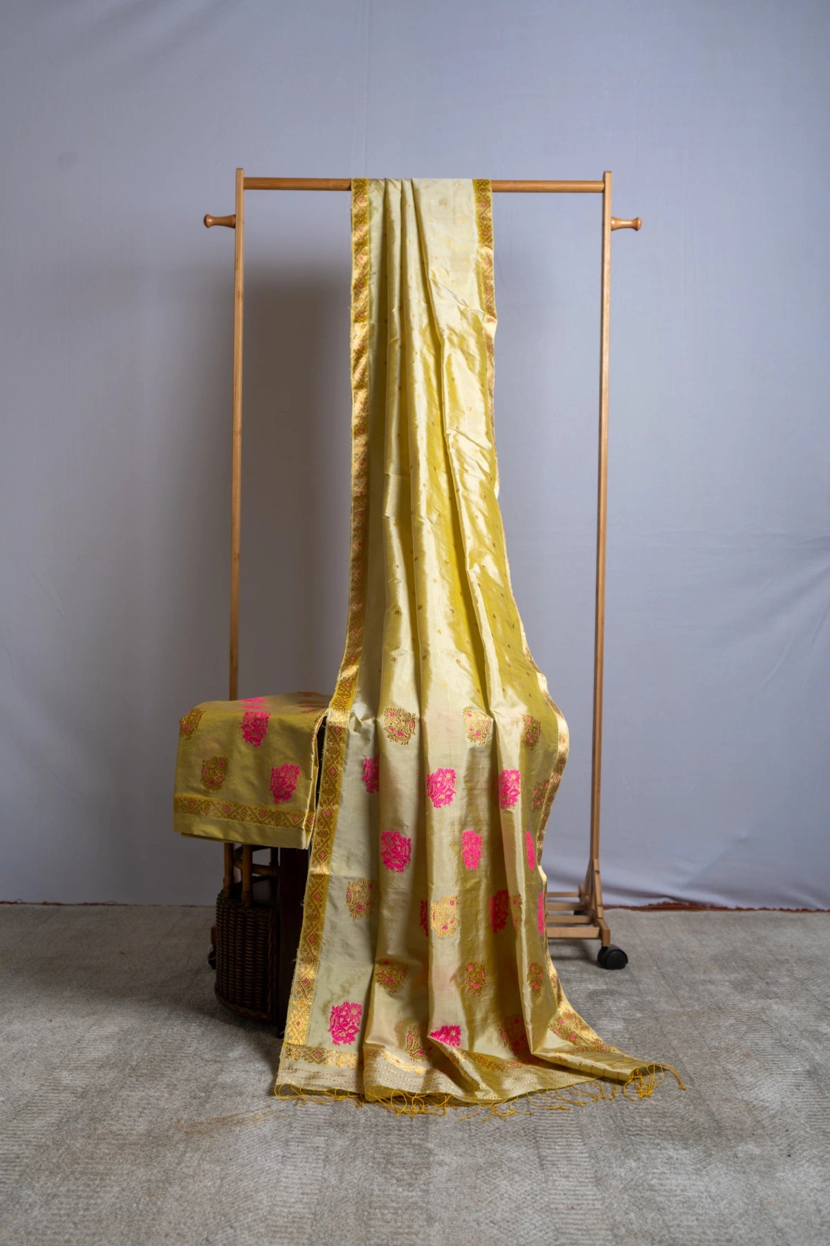 Close detail of a handwoven Sereki silk border