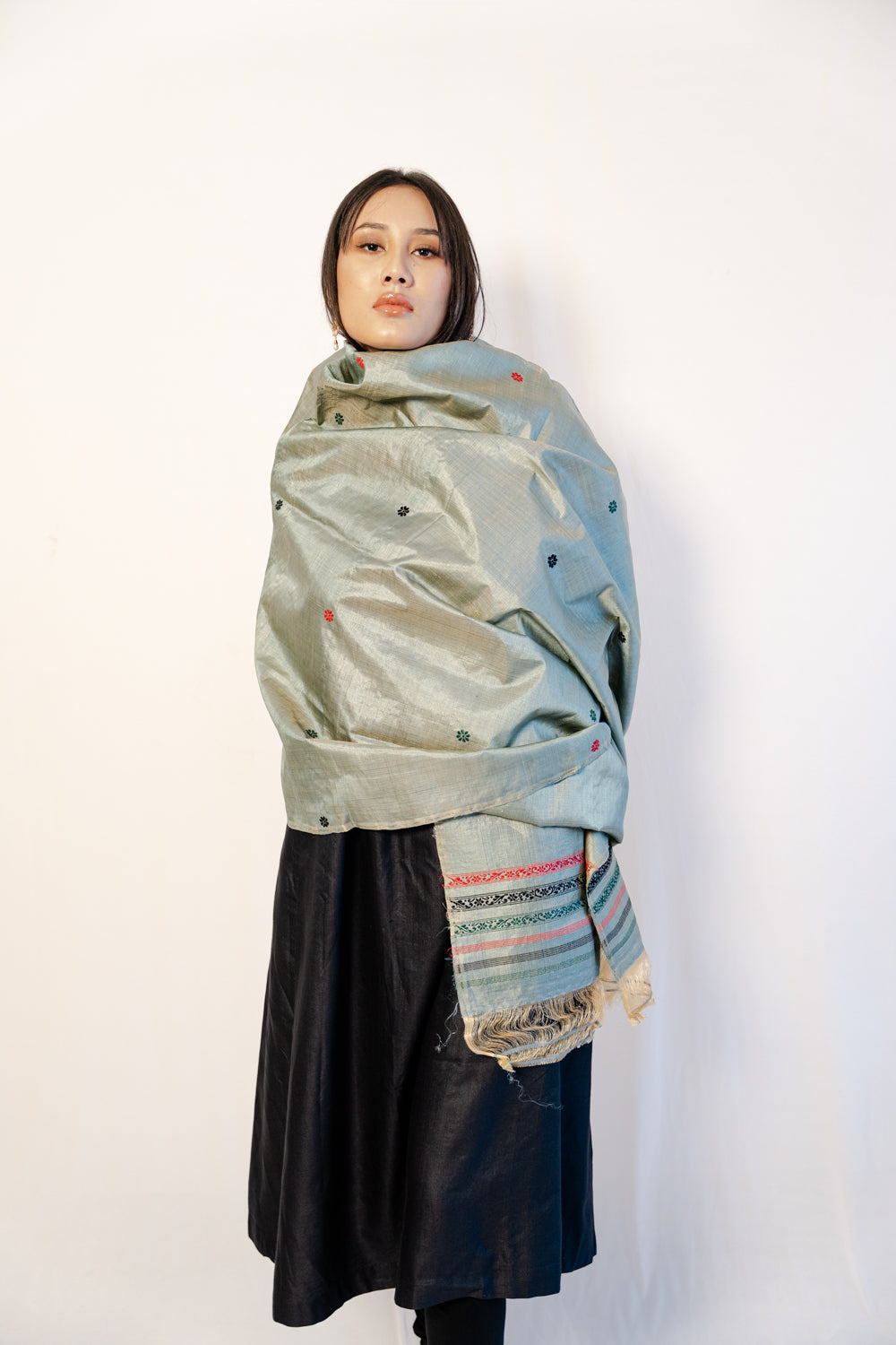 Reva Teal Blue Green Paat Silk Sador