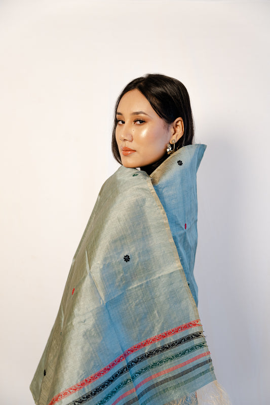 Reva Teal Blue Green Paat Silk Sador
