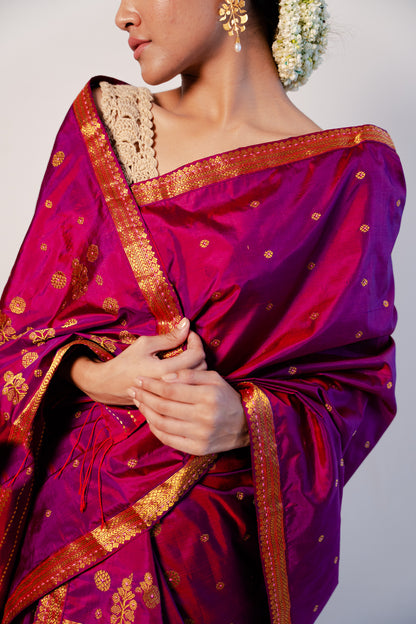 Mohini Purple-Pink Paat Silk Mekhela Sador