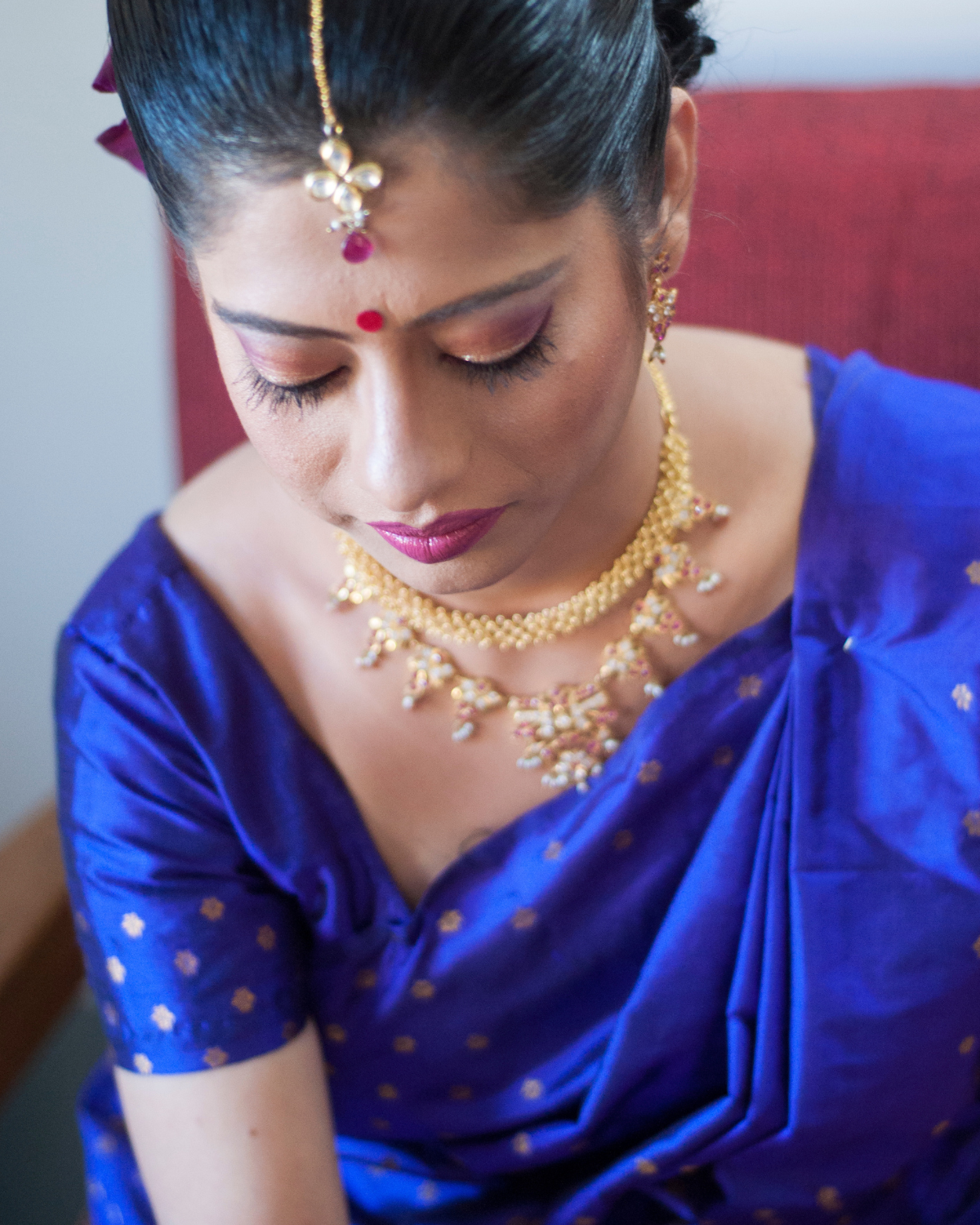 Pallavi Reception Blue-Purple Paat Silk Mekhela Sador