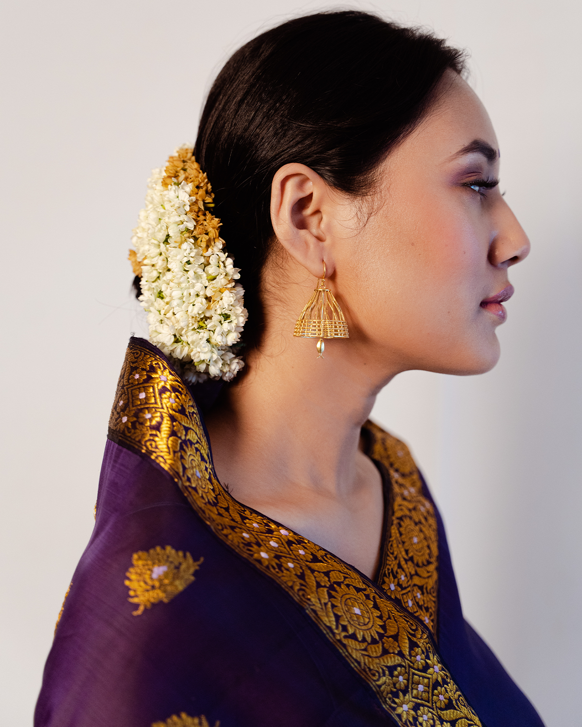 Loka Divine Purple-Gold Kesa Paat Silk Mekhela Sador