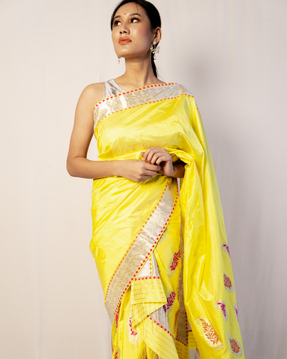 Aiyana Yellow Paat Silk Mekhela Sador