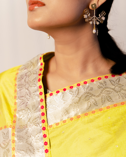 Aiyana Yellow Paat Silk Mekhela Sador