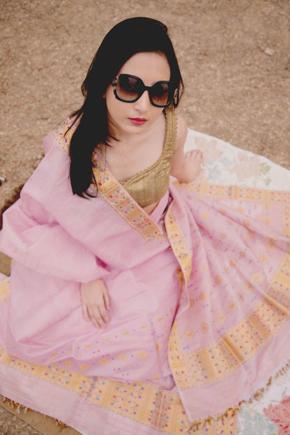 Komal Soft Magenta Kesa Paat Silk Mekhela Sador