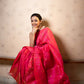 Sindoori Crimson Pink Kesa Paat Silk Sador With Paat Silk Mekhela