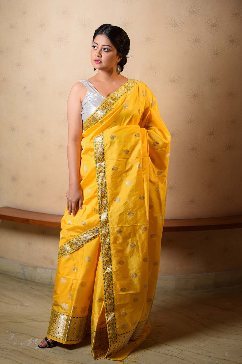 Palash Yellow Paat Silk Mekhela Sador