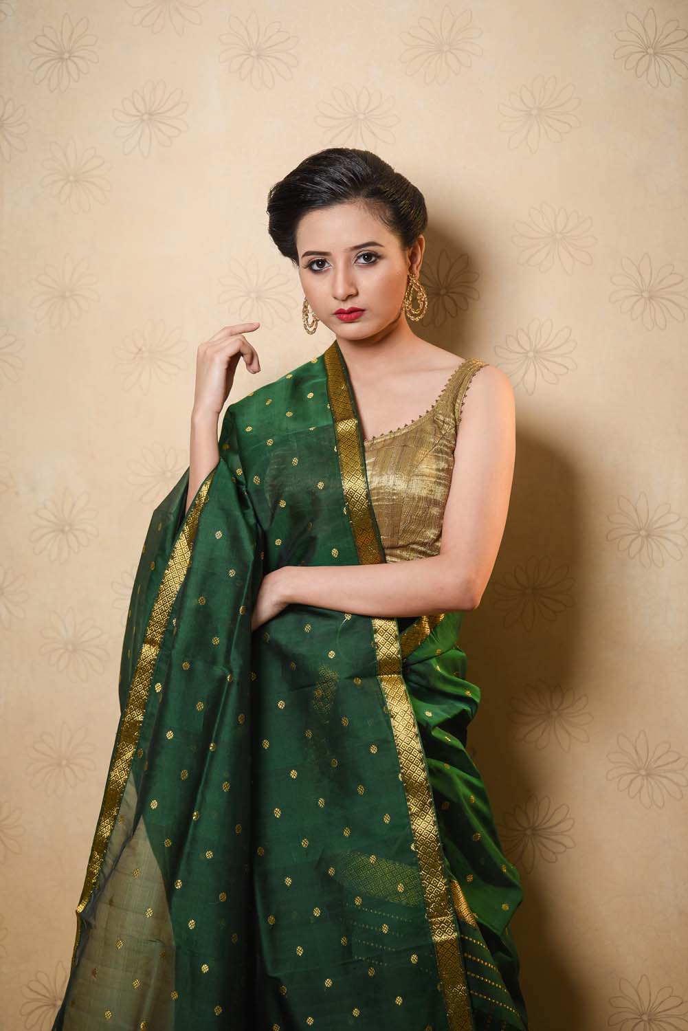 Aayat Green Kesa Paat Silk Mekhela Sador