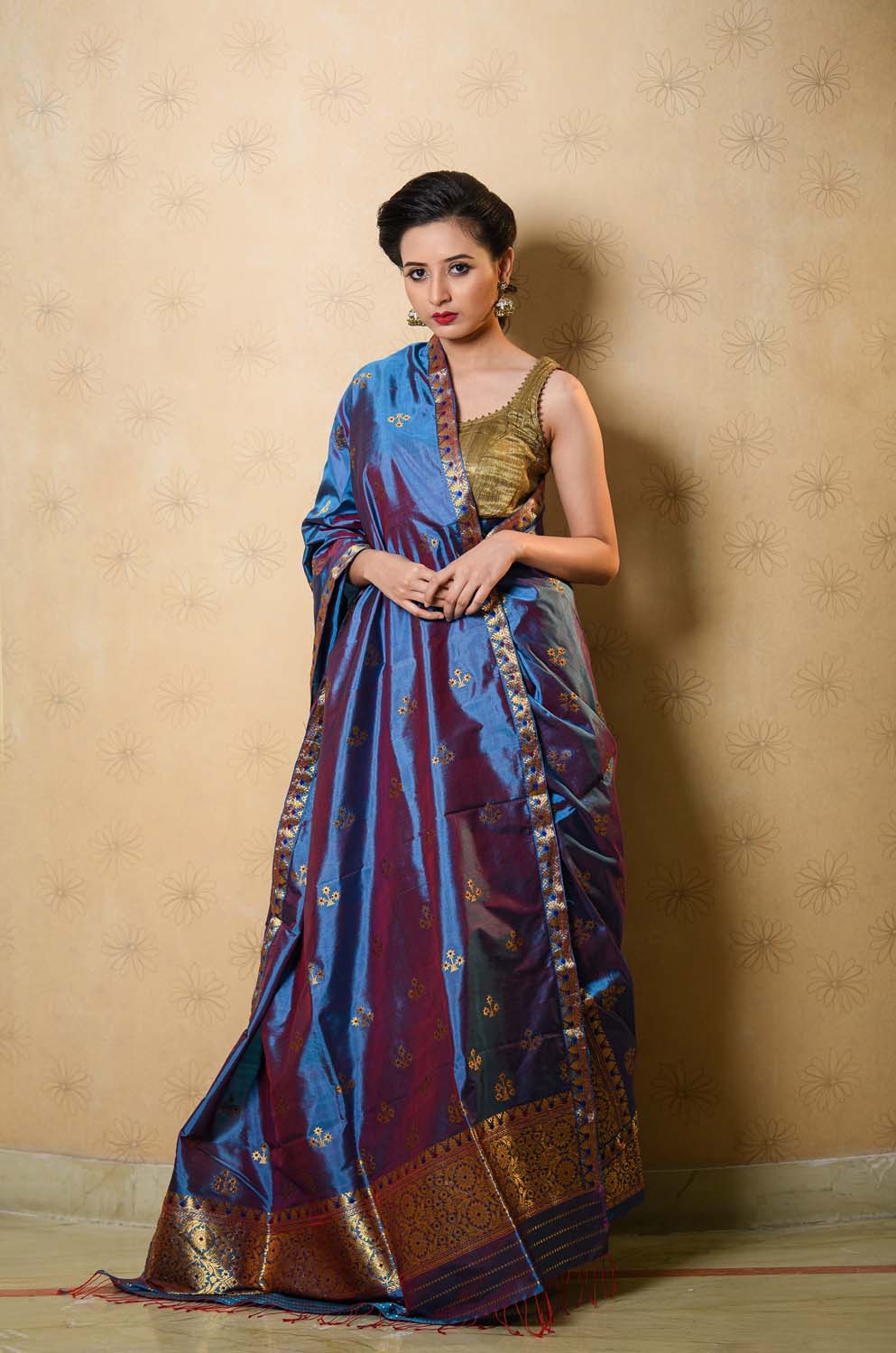 Chaaya Blue Paat Silk Mekhela Sador Sereki.in