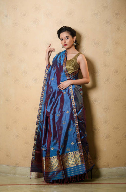 Chaaya Blue Paat Silk Mekhela Sador