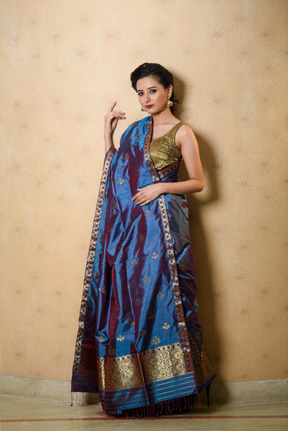 Chaaya Blue Paat Silk Mekhela Sador