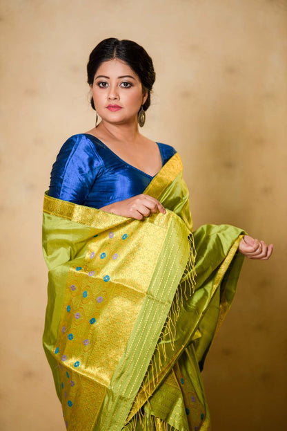 Gauri Green Paat Silk Mekhela Sador