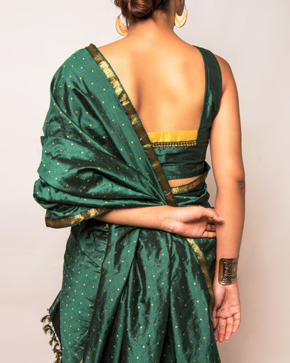 Nayan Green-Gold Paat Silk Mekhela Sador