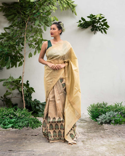 Bhoomi Brown Kesa Paat Silk Sador With Muga Silk Mekhela