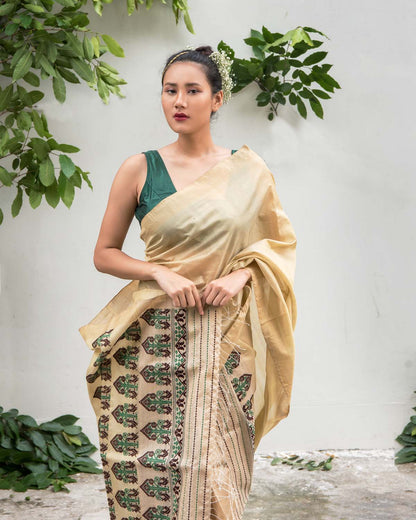 Bhoomi Brown Kesa Paat Silk Sador With Muga Silk Mekhela