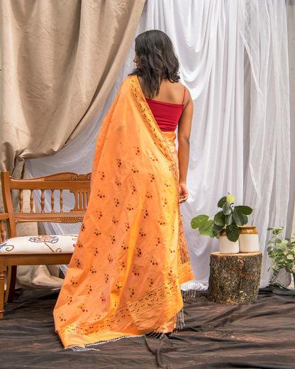 Kadamba Orange Paat Silk Saree