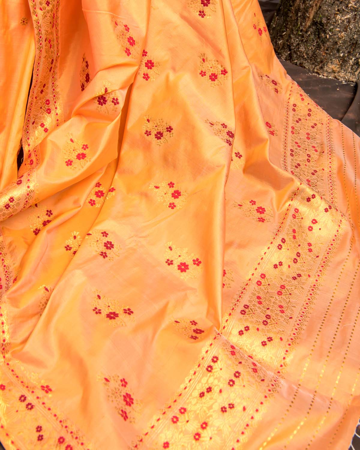 Kadamba Orange Paat Silk Saree