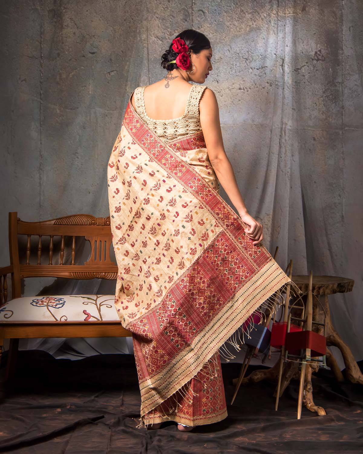 Assamese muga silk mekhela saree Collection Sereki.in