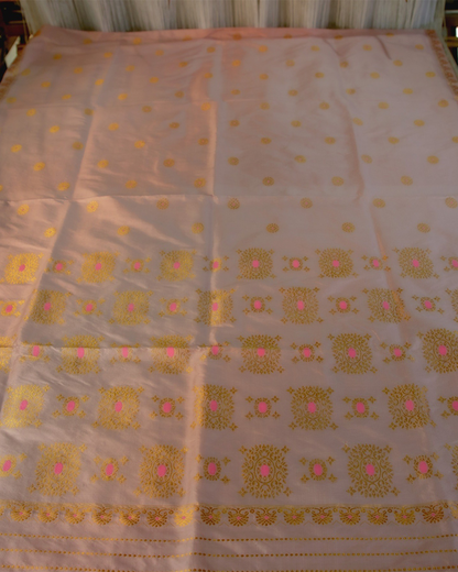 Joyantee Peech-Gold Paat Silk Mekhela Sador