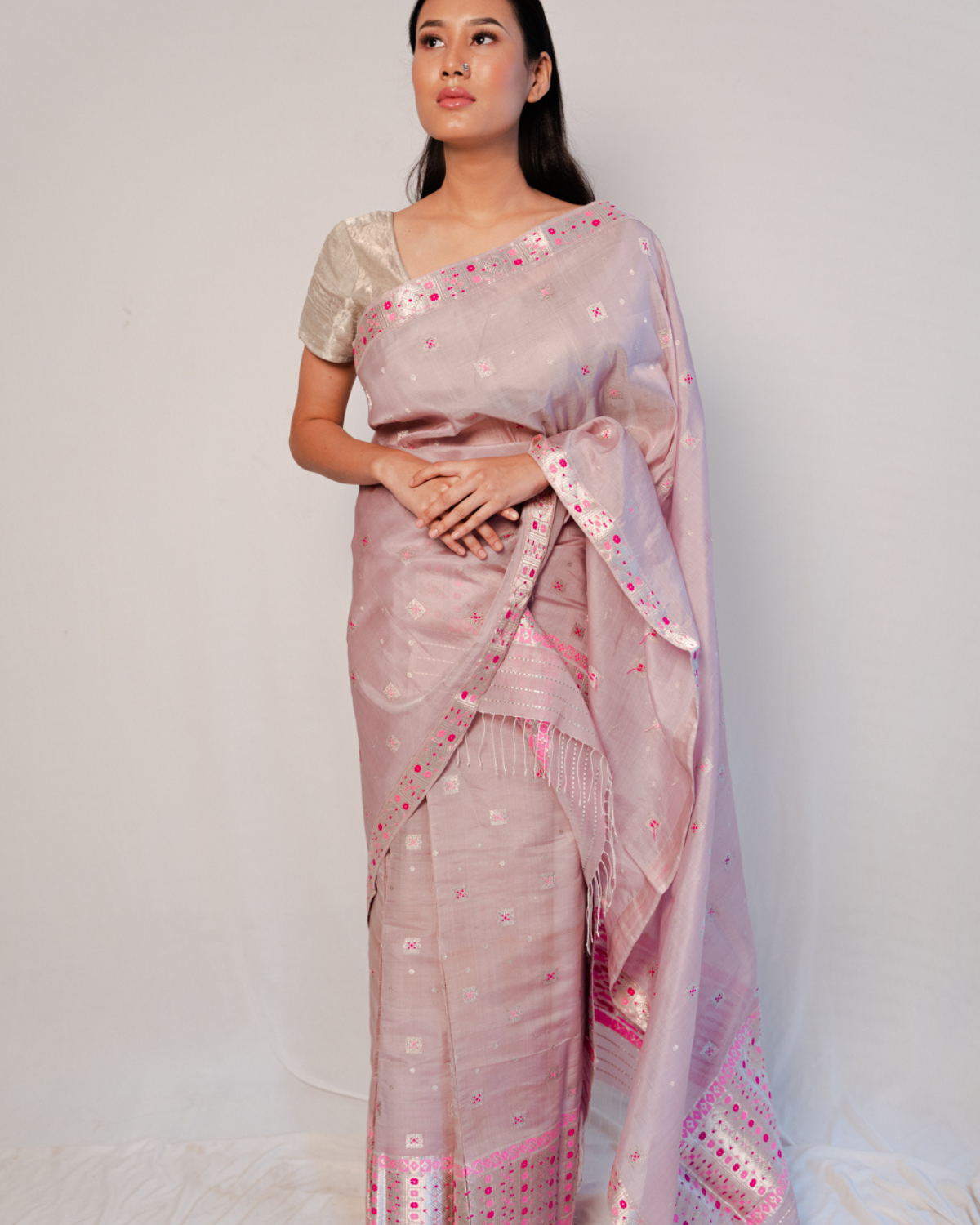 Buy Assam Cotton Silk Saree (Fanta) at Amazon.in